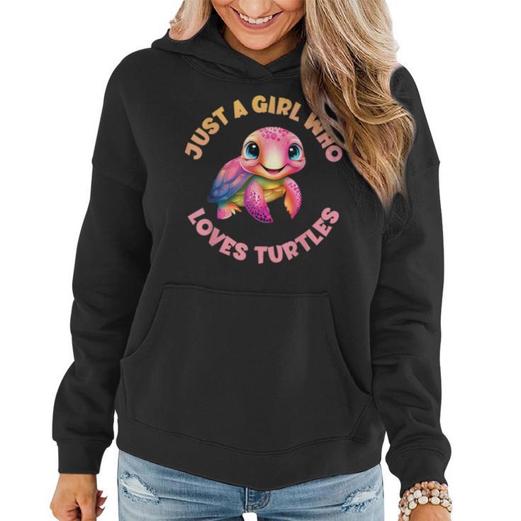 Girls Cute Sea Turtle Kawaii Just A Girl Who Loves Turtles  Women Hoodie