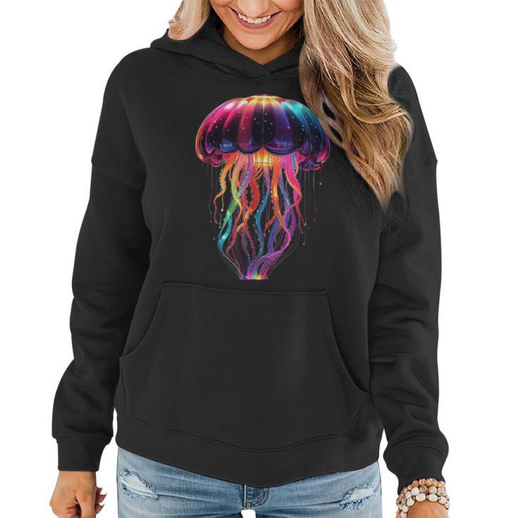 Glowing Rainbow Jellyfish Women Hoodie