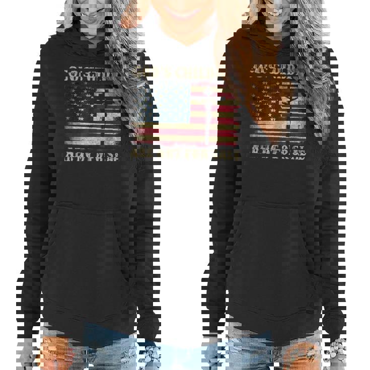 Gods Children Are Not For Sale American Flag Cross Christian Women Hoodie