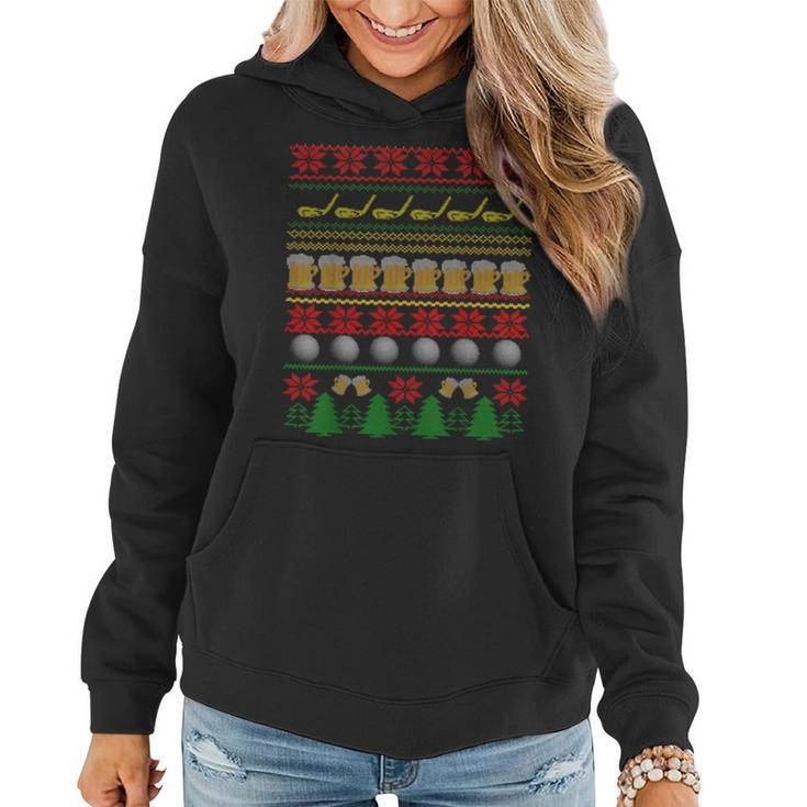 Golf And Beer Ugly Christmas Sweater Holiday Women Hoodie