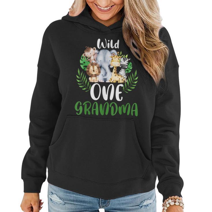 Grandma Of The Wild One Zoo Birthday Safari Jungle Animal Women Hoodie