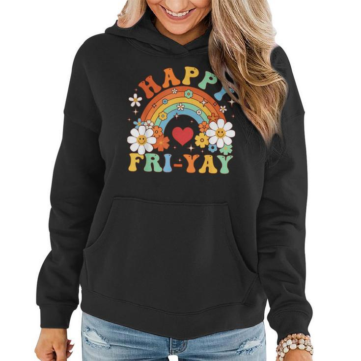 Groovy Happy Fri-Yay Friday Lovers Fun Teacher Tgif Women Hoodie