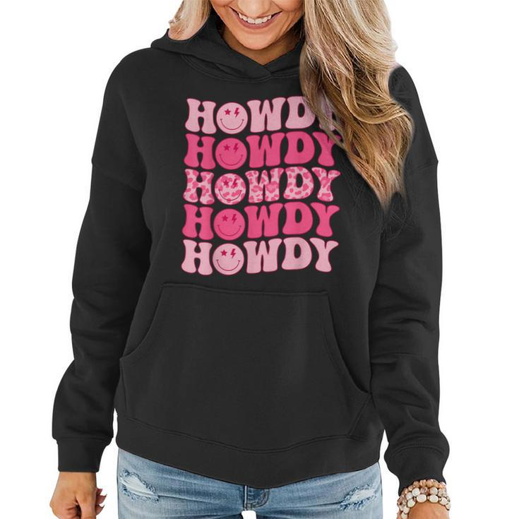Groovy Howdy Western Girl Country Rodeo Pink Cowgirl Retro Women Hoodie