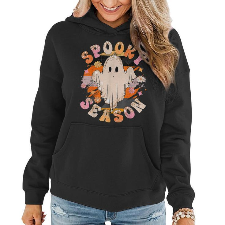 Groovy Spooky Season Ghost Flower Halloween Costume Girls Women Hoodie