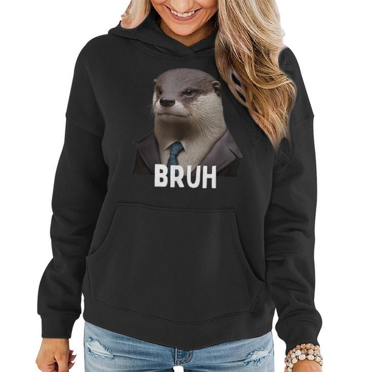 Grumpy Otter In Suit Says Bruh Sarcastic Monday Hater Women Hoodie