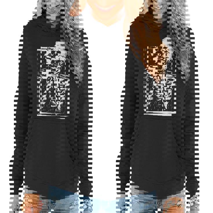 Halloween Coffee Drinking Skeleton Skull Women Hoodie