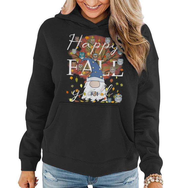 Happy Fall Y'all Gnome Owl Coffee Lover Autumn Thanksgiving For Coffee Lovers  Women Hoodie