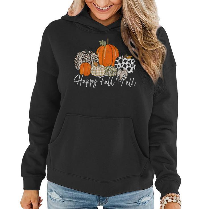 Happy Fall Y'all Pumpkin Leopard Cute Autumn Women Hoodie