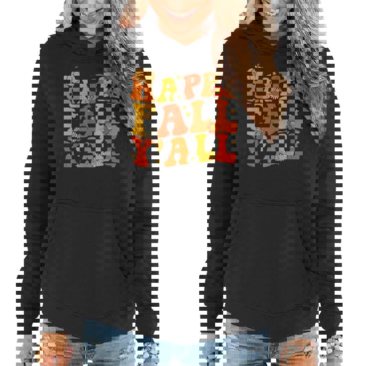 Happy Fall Yall Squad Groovy Fall Autumn And Halloween Halloween Women Hoodie