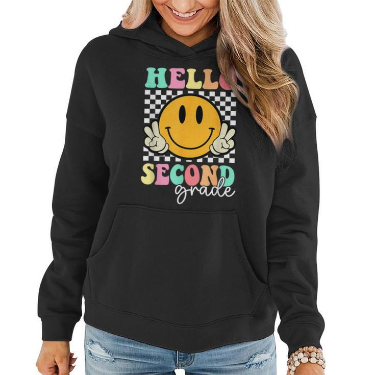 Hello Second Grade Groovy Retro First Day Back To School Women Hoodie