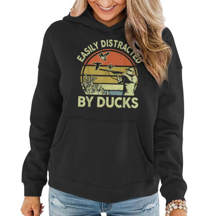 Hunting- Easily Distracted Ducks Hunter Dad Women Hoodie
