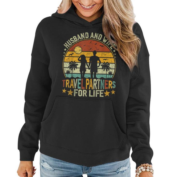 Husband And Wife Travel Partners For Life Beach Traveling  Women Hoodie