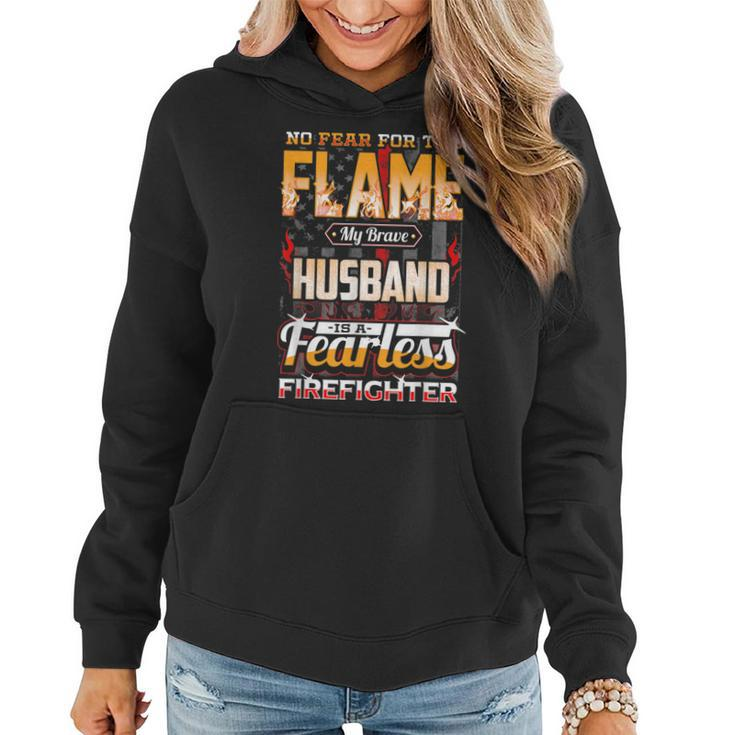 Husband Firefighter American Flag Fire Fighting Wife Pride  Women Hoodie