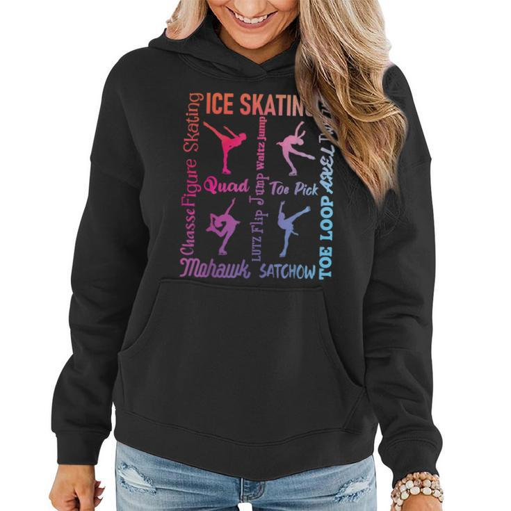 Ice Skating - Typography Girl Figure Skater Ice Skates  Women Hoodie