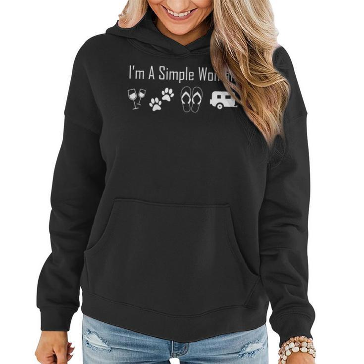 I'm A Simple Woman Love Wine Flip Flop Dogs Camping Women Hoodie