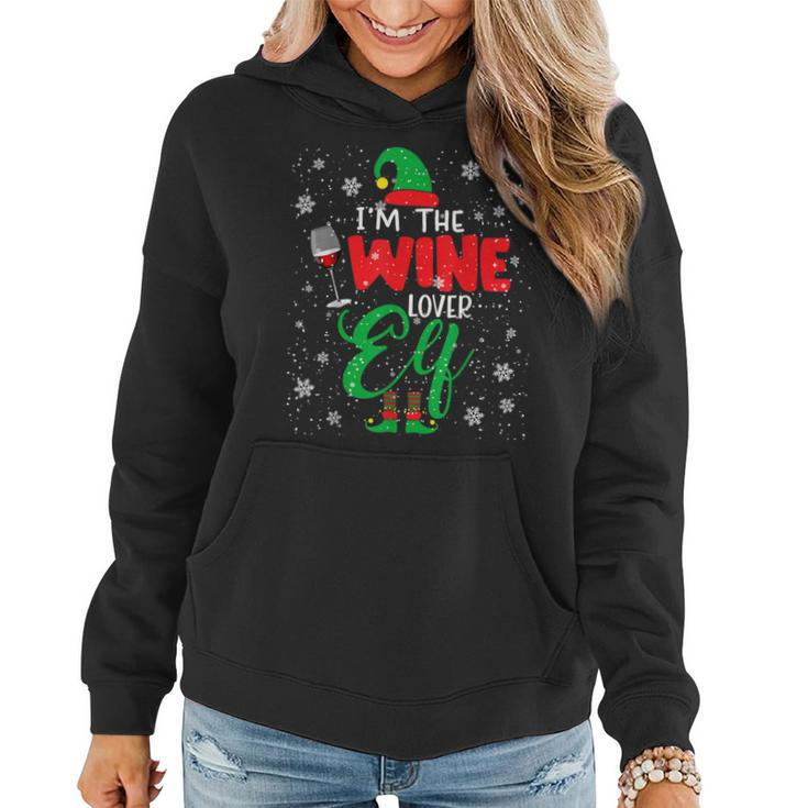 I'm The Wine Lover Elf Christmas Elf Drinking Wine Family Women Hoodie