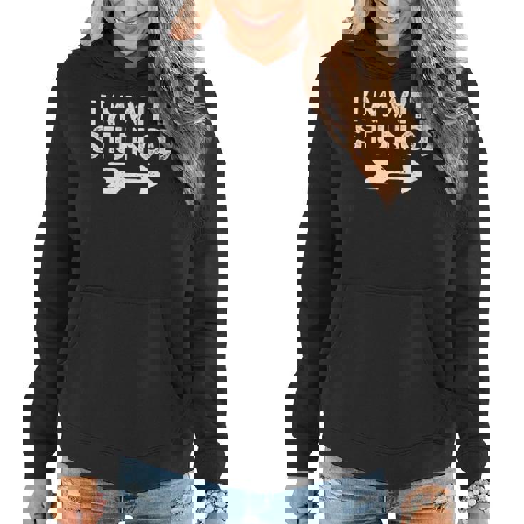 Im With Stunod Funny New York Jersey Italian Word Stupid  Women Hoodie