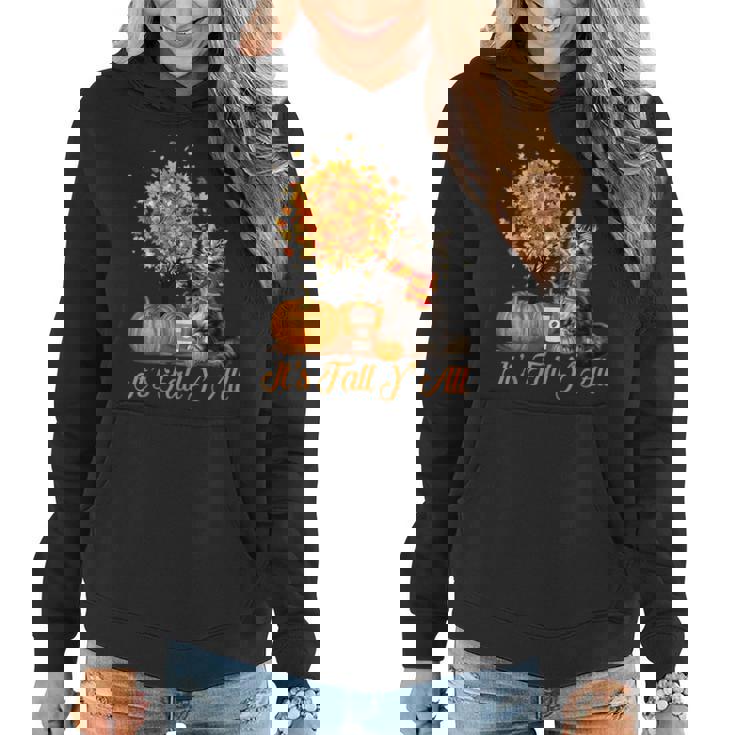 It's Fall Y'all Maine Coon Cat Halloween Thanksgiving Halloween Women Hoodie