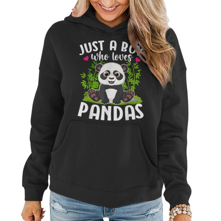 Just A Boy Who Loves Pandas Funny Panda Lover  Women Hoodie