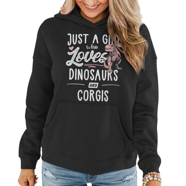 Just A Girl Who Loves Dinosaurs And Corgis Dinosaur  Women Hoodie