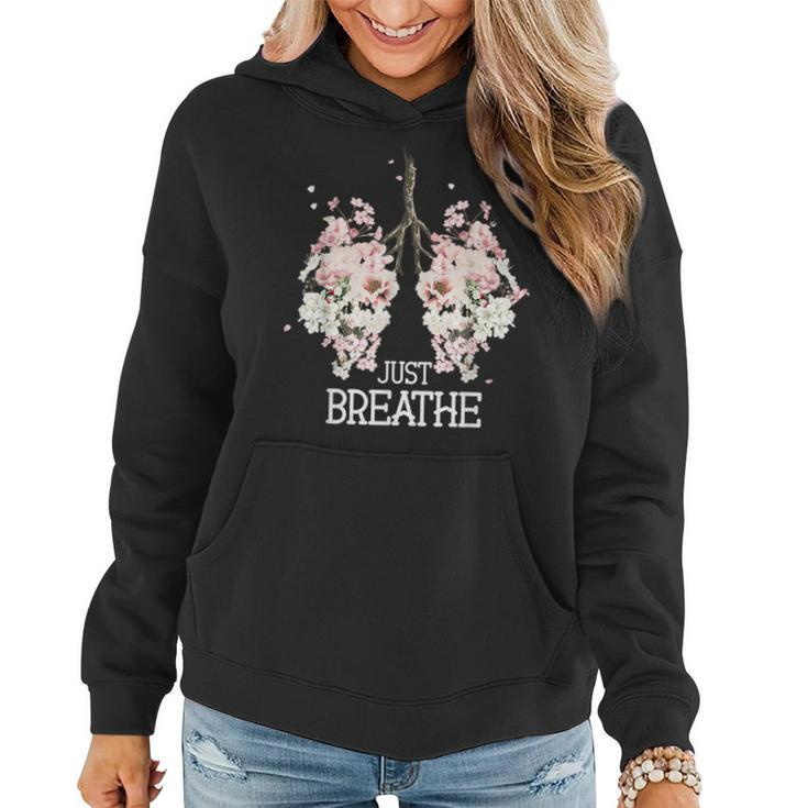 Just A Breathe Yoga Inhale Exhale Nature Lung Floral Women Hoodie
