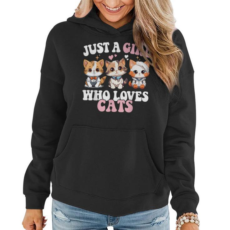 Just A Girl Who Loves Cats Cute Cat Lover Women Hoodie