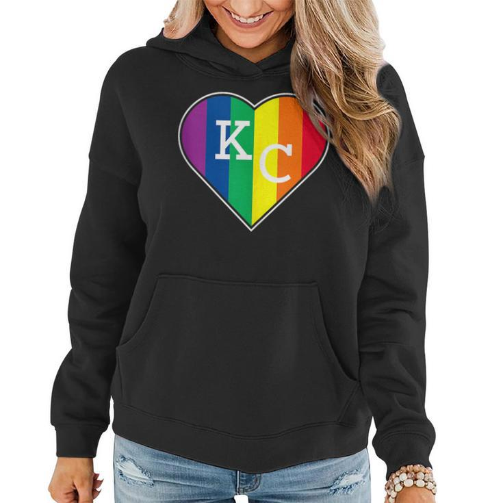 Kansas City Mo - Lbgtq Rainbow Kc Heart Gay Pride Month  Women Hoodie
