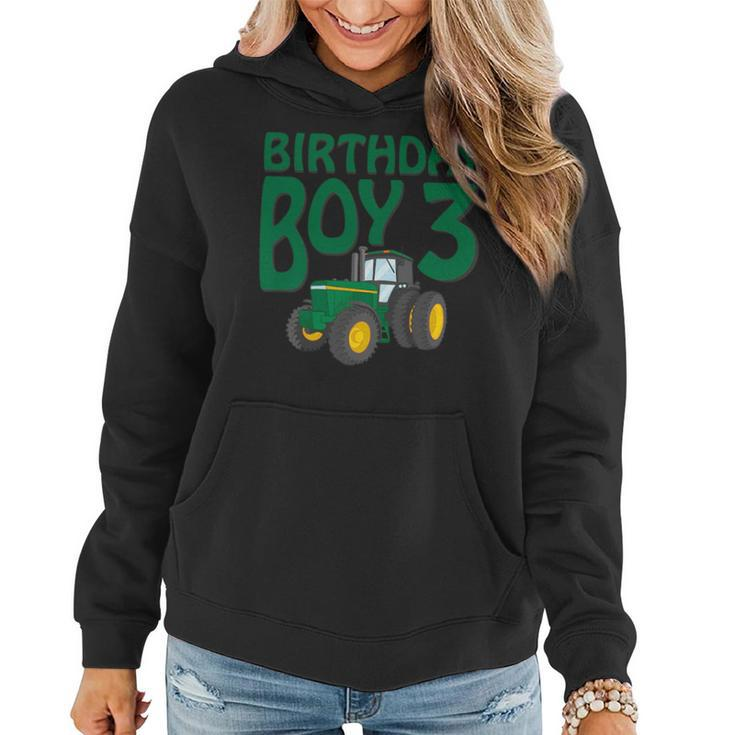 Kids 3Rd Birthday Green Farm Tractor  | Three 3 Year Old Tractor Funny Gifts Women Hoodie