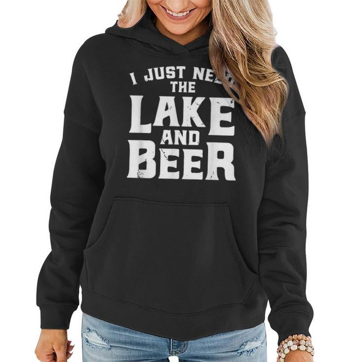Lake And Beer  Funny Lake Life Beer Drinking Gift Drinking Funny Designs Funny Gifts Women Hoodie