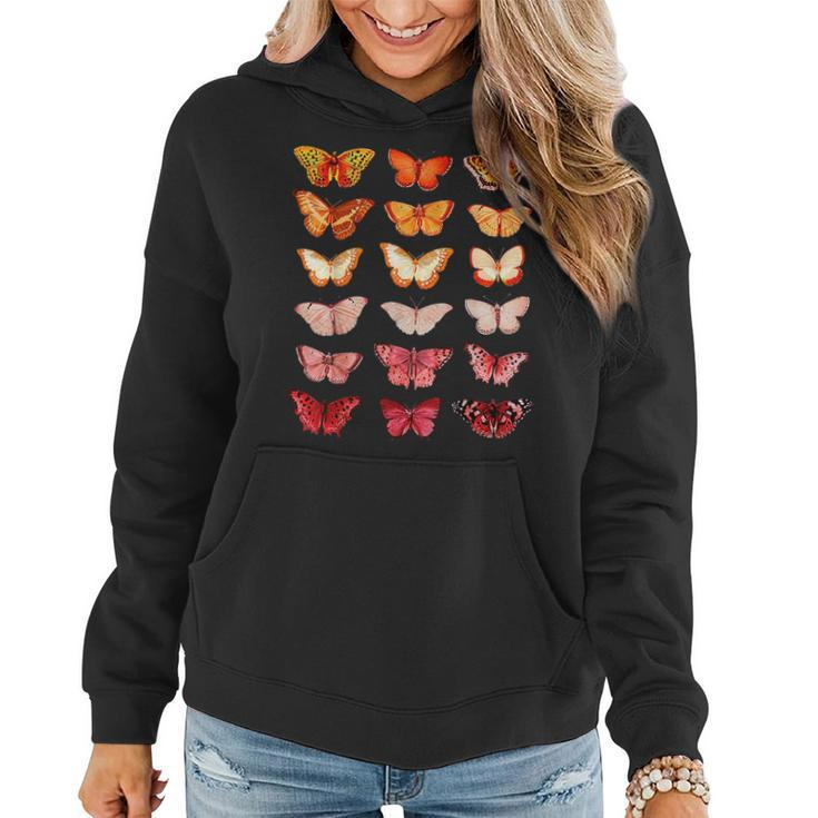 Lesbian Flag Color Butterfly Subtle Sapphic Pride Aesthetic  Women Hoodie