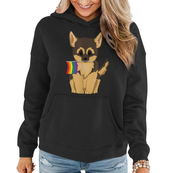 Lgbt Pride German Shepherd Dog Rainbow Flag Gay Lesbian Love Women Hoodie