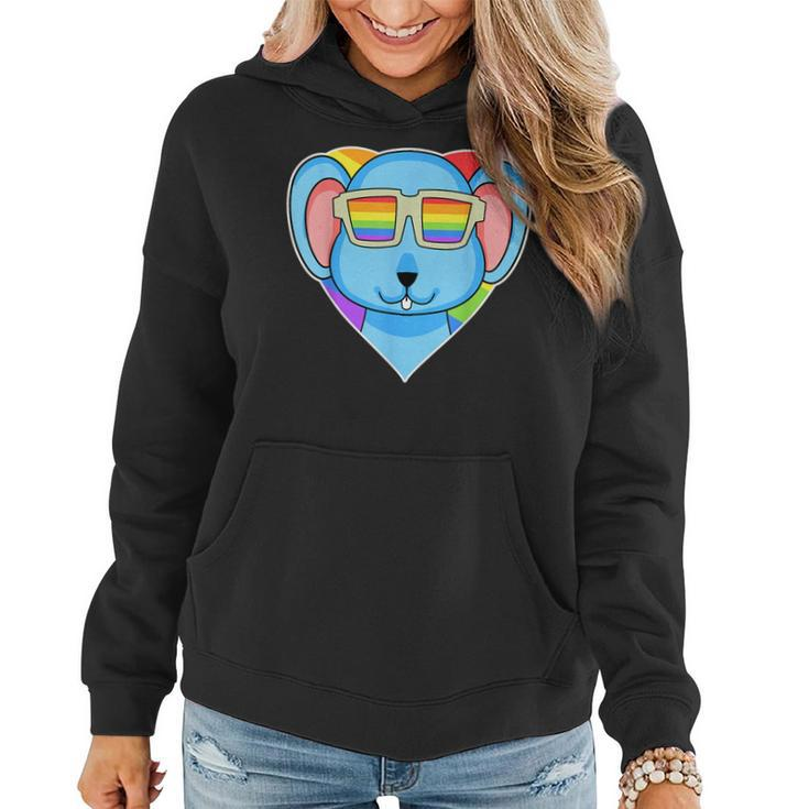 Lgbt Rainbow - Rat - Gay Pride - Lgbt Heart Animal Mouse Women Hoodie