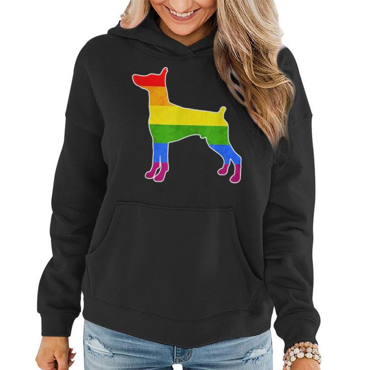 Lgbtq Doberman Pinscher Dog Rainbow Love Gay Lesbian Pride  Women Hoodie
