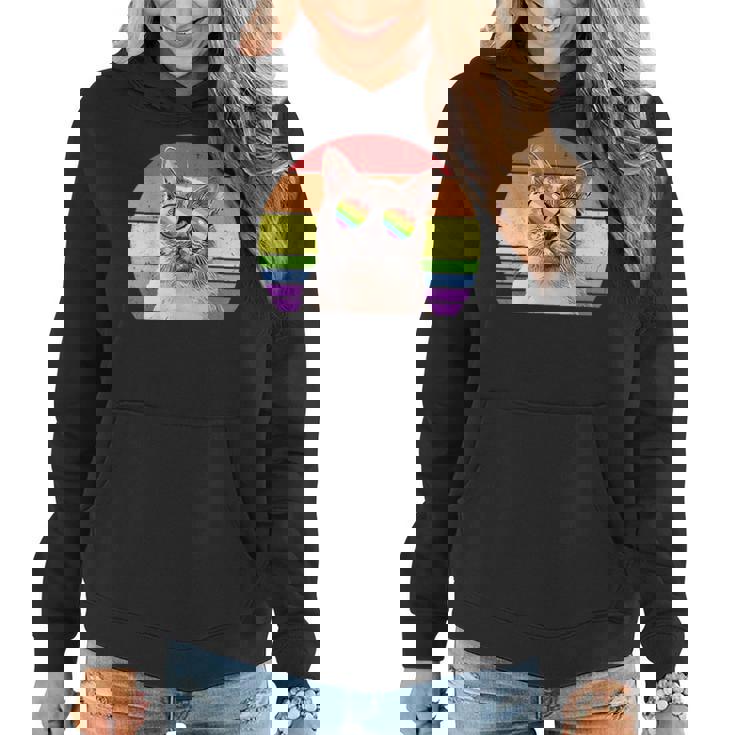 Lgbtq European Burmese Cat Retro Rainbow Love Pride  Women Hoodie