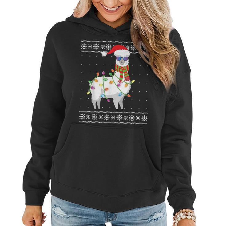 Llama Christmas Tree Ugly Christmas Sweater Women Hoodie