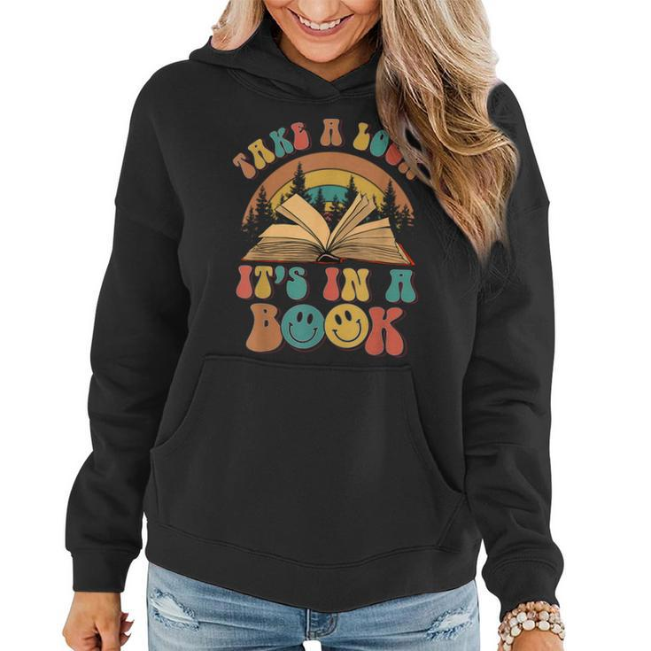 Take A Look It's In A Book Reading Vintage Retro Rainbow Women Hoodie