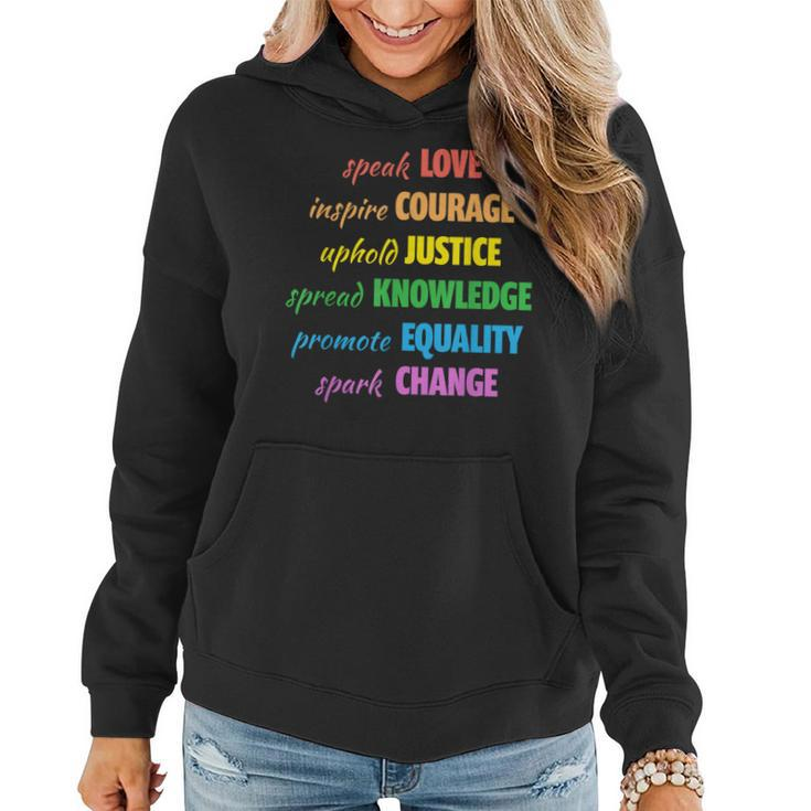 Love Courage Justice Equality Lgbtq Gay Pride Month Rainbow Women Hoodie