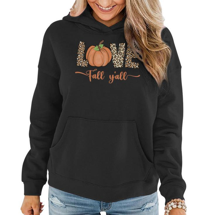 Love Fall Y'all Leopard Print Pumpkin Women's Thanksgiving Women Hoodie
