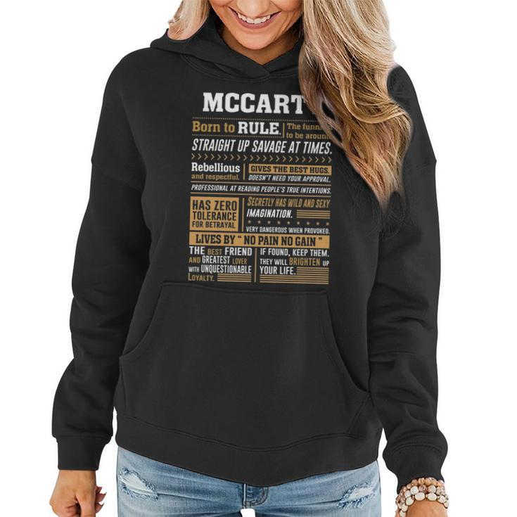 Mccarty Name Gift Mccarty Born To Rule V2 Women Hoodie