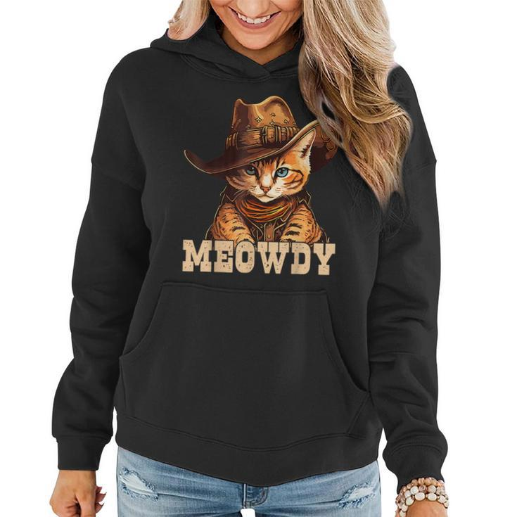 Meowdy Funny Country Music Cat Cowboy Hat Men Women  Women Hoodie