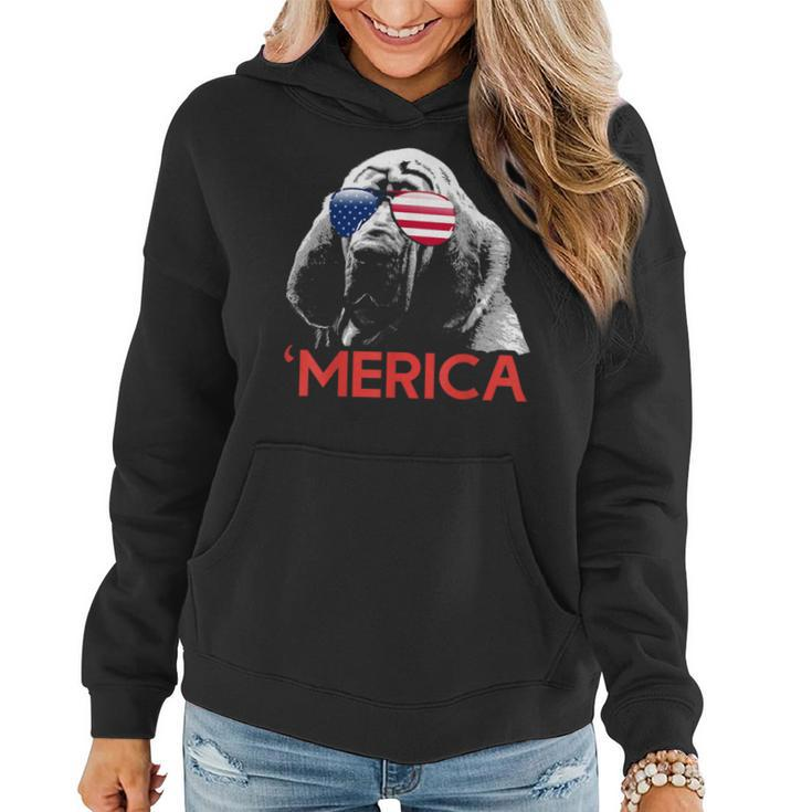 Merica Bloodhound American Flag 4Th Of July Women Hoodie