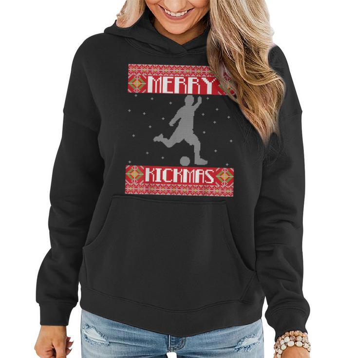Merry Kickmas Soccer Player Sports Ugly Christmas Sweater Women Hoodie