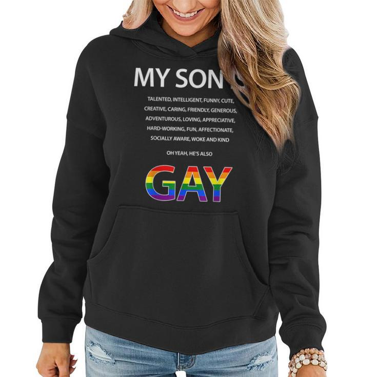 My Son Is Gay Gifts For Mom Dad Parents With Pride Lgbtq Kid  Women Hoodie