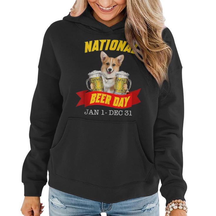 National Beer Day-Corgi Dog Funny For-Corgi Lovers  Women Hoodie
