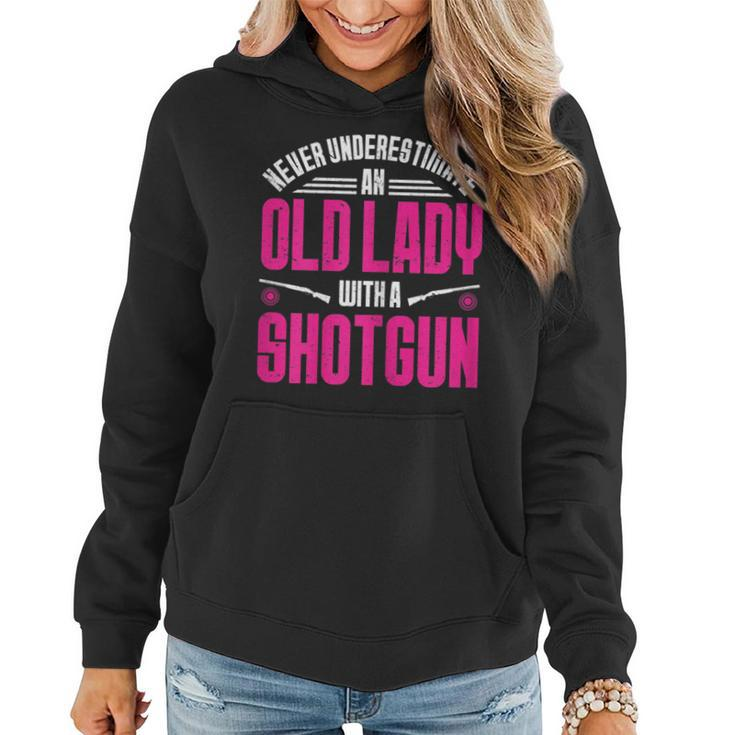Never Underestimate Clay Pigeon Skeet Shooting Trap Shooting Gift For Womens Women Hoodie