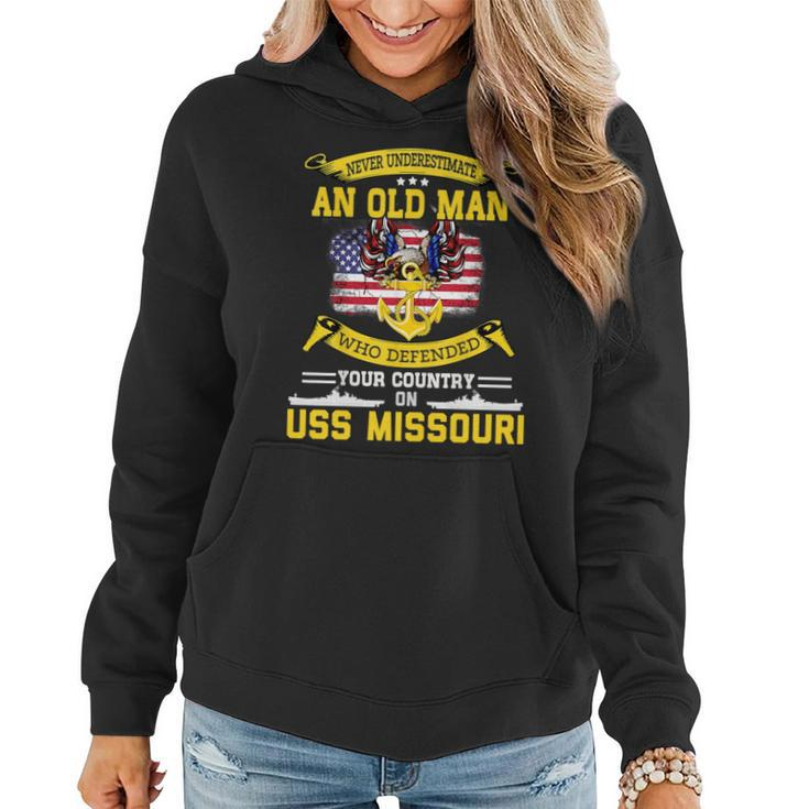 Never Underestimate Uss Missouri Bb63 Battleship Women Hoodie