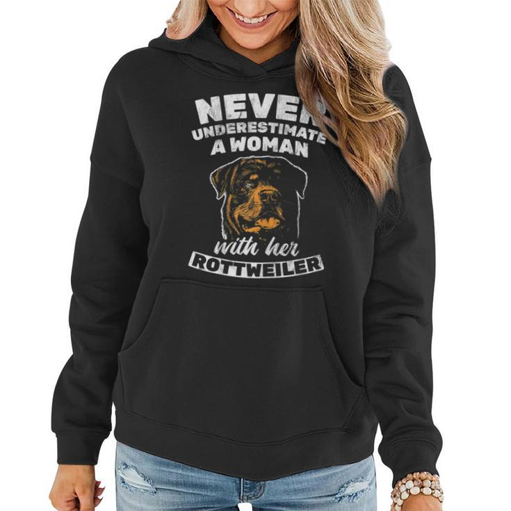Never Underestimate Woman With Rottweiler Rottie Rott Pet Gift For Womens Women Hoodie