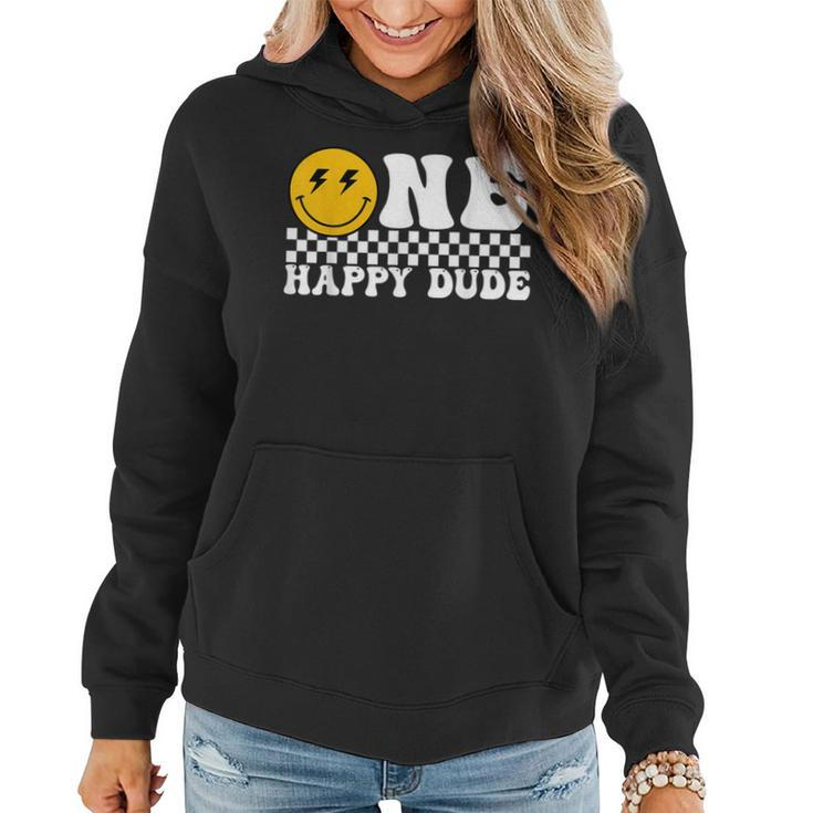 One Happy Dude Groovy 1St Birthday Party Family Matching Women Hoodie