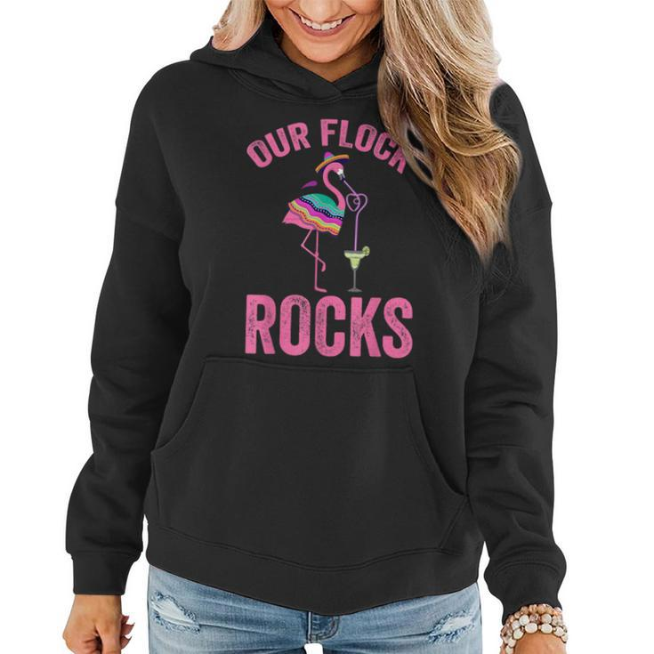 Our Flock Rocks Cute Flamingo Matching Family Vacation Group  Family Vacation Funny Designs Funny Gifts Women Hoodie