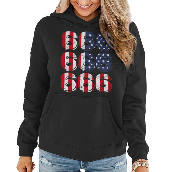 Patriotic Satan American Flag Occult Pentagram Baphomet 666 Women Hoodie